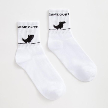 Men's socks minku "Game Over", white color, size 40-41 (27 cm)