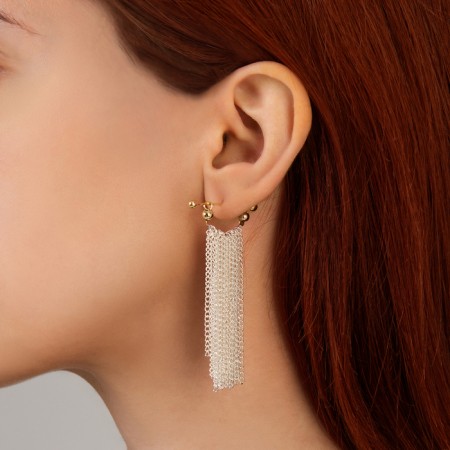 Earrings Metal "Chains" Assembly, silver-gold color-2