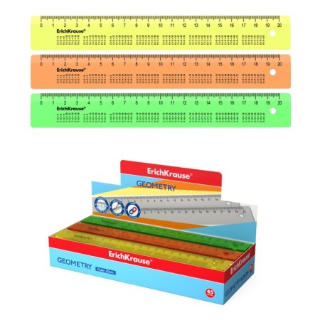 Reference line 20 cm Multiplication table Erichkrause Neon, plastic, mix of 3 colors