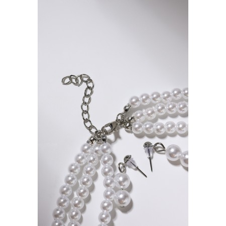 Set 2 objects: earrings, beads "tenderness", white color, 50 cm-4