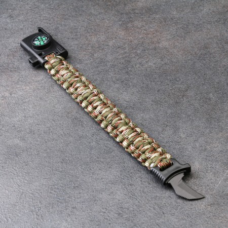 5B1 survival bracelet (paracord, knife, whistle, compass, fire), forest camouflage-2