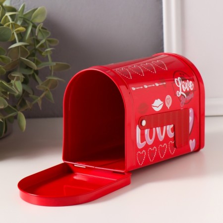 Casket metal mailbox "Love" red 13.3x8x9.5 cm-5