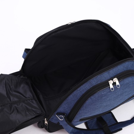 Road bag on wheels, 3 outer pockets, black/blue color-5