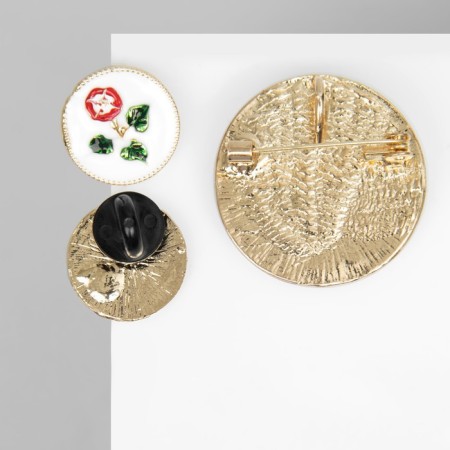 Set 2 objects: earrings, brooch-cap "Vintage", colored in gold-1