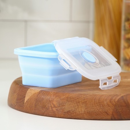 Folding container with a lid of the Costa, 400 ml, 13x9.5x6 cm, blue-2