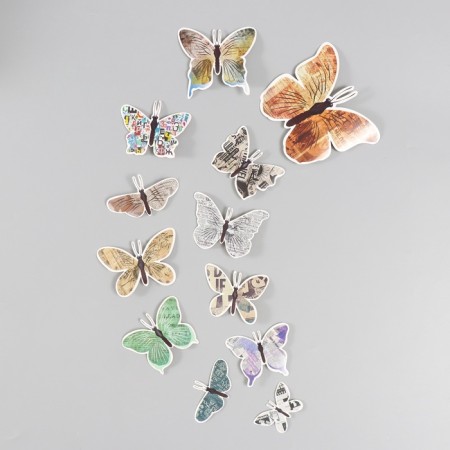 Butterflies cardboard "newspaper" set 12 pcs h = 4-10 cm-2