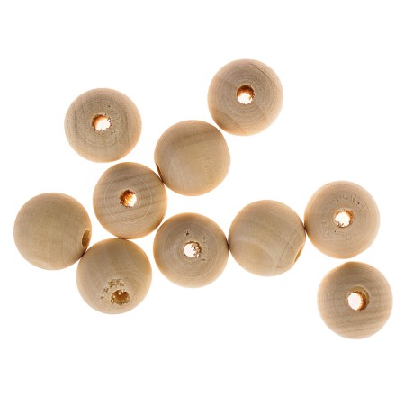 Wooden beads d = 18 mm (set 10 pcs) without coating-1