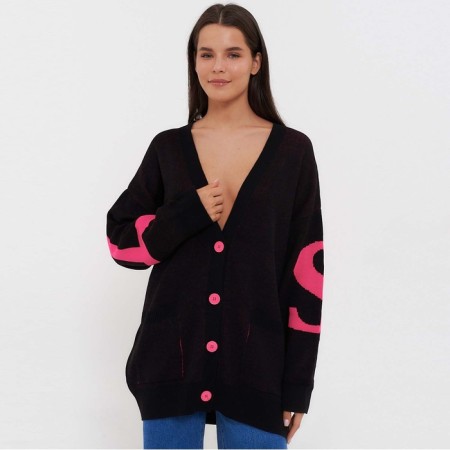 Cardigan female, black color, size One size (42-46)