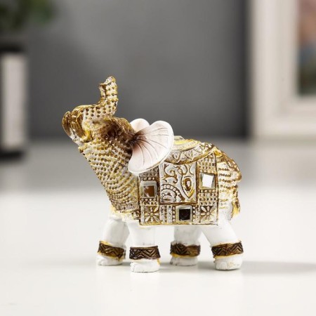 Polystone souvenir "White elephant with a blade of Arab carpet" 6.5x5.7x2.8 cm