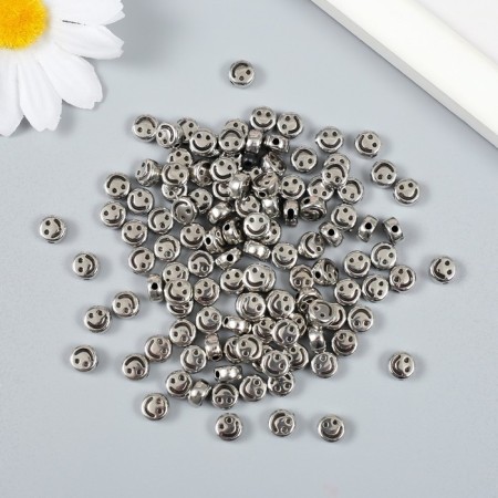 Beads for creativity plastic "Smiley. Flat" silver set 20 grams 0.7x0.4 cm-1