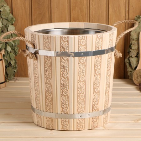 Pauline for a bathhouse, 15l, "Russian patterns", with a stainless insert-1