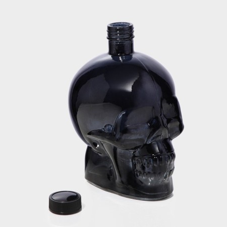 Glass bottle "Skull", 0.77 L, Black color-5