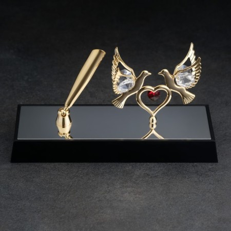 Pen on the stand "Pigeons", 16 × 6 × 19 cm, with crystals-4