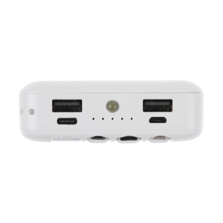 External battery 484, 10000 mAh, Type-C/Lightning/MicroUSB cables, lantern, white-5