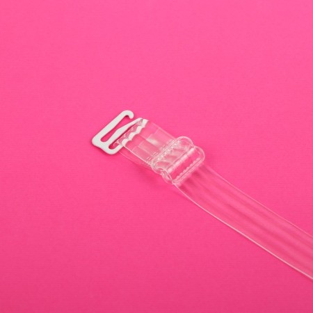 Straps silicone, fittings metal, 4 stripes, 1.5 cm, 37 cm, pair, color transparent-3