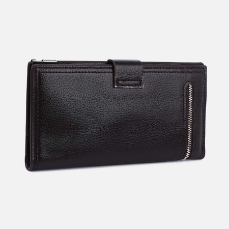 Male purse on a magnet, department for bills, for maps, for coins, dark brown color-1