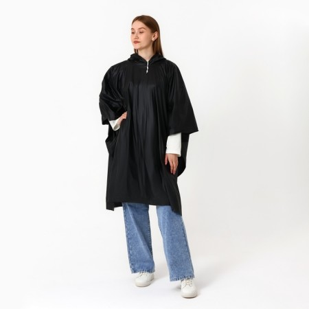 Rawland adult poncho "Personality", on buttons, oversize, black color-1