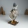 Polystone souvenir "Goose skiing, with a goose on the back" gray-beige 9.5x13.5x23.5 cm