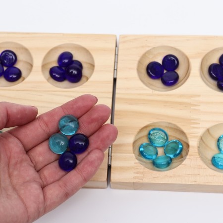 Board game for the logic "Kalah. Mankala", 48 pebbles, 22 x 13.5 cm-6