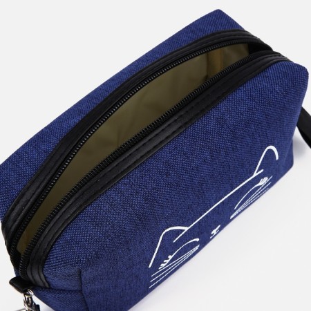 Cosmetic bag with a zipper, with a lining, blue color-2