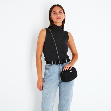 Bag Cross-Bodi with a zipper, black color-8