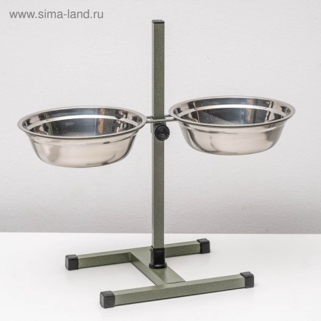 Stand with bowls, 2 x 2.5 l, height 60 cm, collapsible, green-1