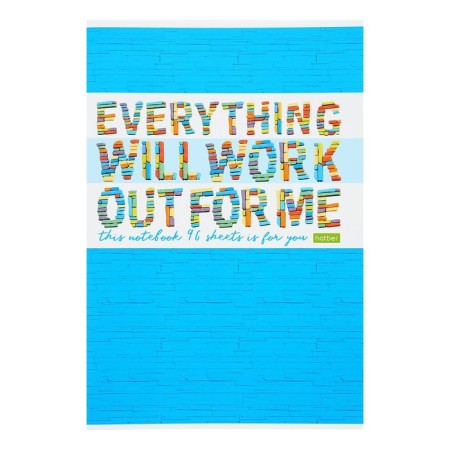 Note book A4, 96 sheets in the cage "Everything for me", cover coated cardboard, embossing, block No. 2 (gray sheets), 3v mix-3