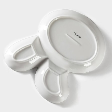Porcelain dish for feeding Magistro "Eared Zay" with two saucers, 27 × 22.5 cm, white color-4
