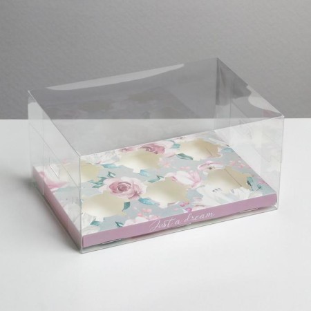 Capcake box, confectionery packaging, 6 cells, Just a Dream, 16 x 23 x 11.5 cm