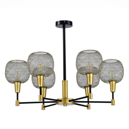 Ceiling EVOLUCE lamp. Sle1137-402-06. ELITIS. 6x60 watts, E14, 68x68x46 cm, black color, golden-2