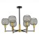 Ceiling EVOLUCE lamp. Sle1137-402-06. ELITIS. 6x60 watts, E14, 68x68x46 cm, black color, golden