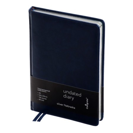 Deliciper of Leduced A5, 136 sheets in a ruler, leatherette "Nebraska", silver cut, blue-1
