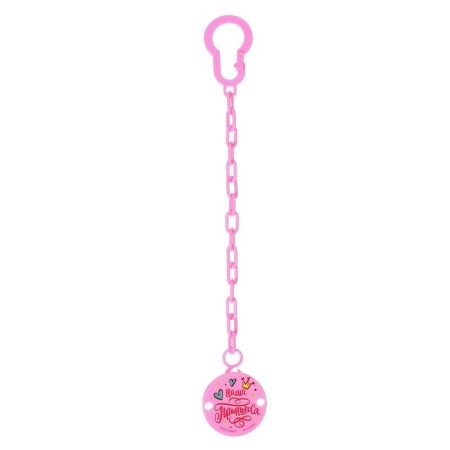 Holder for the nipple - dummy "Our Princess", on the chain, the color is pink-1