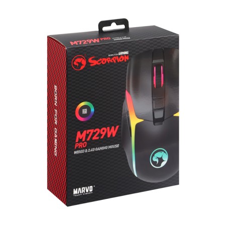 MARVO M729W Pro mouse, game, wireless, removable Type-C, Optical, RGB, 8000 dpi, black 98882-8