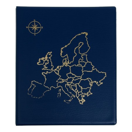 Album for coins on rings, optima format 230 x 265 mm Calligrata "map", includes up to 20 sheets, PVC cover, blue