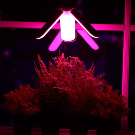 LED phytolamp, E27, 24 W, IP 20, 220 V, three -petal, folding, multi -pointral 7391-1