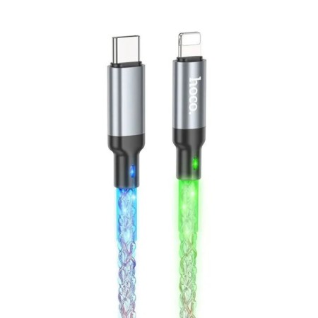 Hoco U112, Type -C cable - Lightning, 3 A, 1 m, transparent, pd, data transfer, PVC, gray