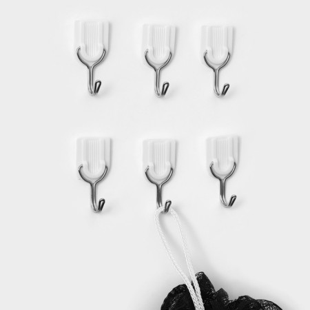 Hooks of self -adhesive fraction of "classics", 6 pcs, white color-2