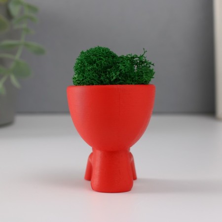 Kashpo concrete mini "Mr. Green" Kikazaru with moss red 5.5x6.5 cm (moss green stabil)-2