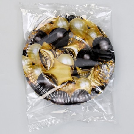 Disposable paper plate "Black Gold", balls ", (18 cm), set 6 pcs-4