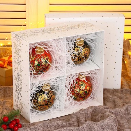 A set of 4 Christmas balls of 80 mm "Blinking Miracles"-2