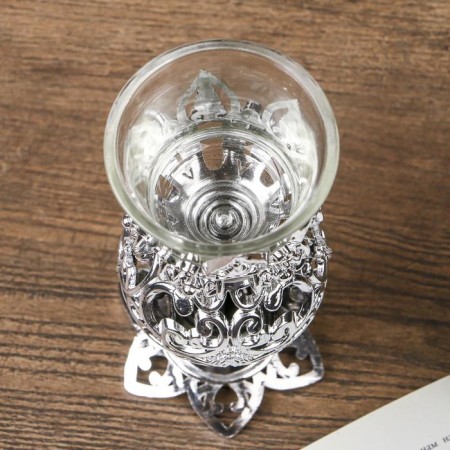 Climber Plastic, glass for 1 candle "openwork ball" glass on the leg silver 15x6x6 cm-5