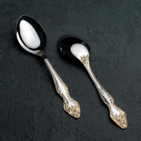 Tablespoon “Troika”, h = 19 cm, thickness 2 mm, local nitride titanium coating, silver color