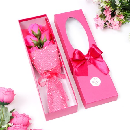 Bouquet of soap roses, fuchsia color-3