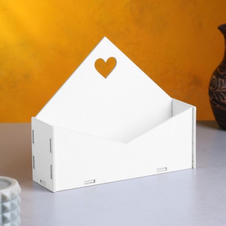 Kashpo wooden 21 × 6 × 18 cm envelope "Good heart", white give beautifully