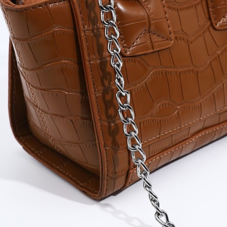 Bag Women's Tout with zipper, brown color-3