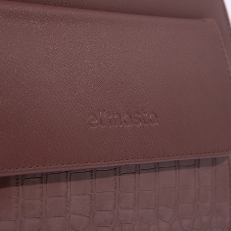 Women's bag El Masta with a zipper, 2 outer pockets, a long belt, coffee color-5