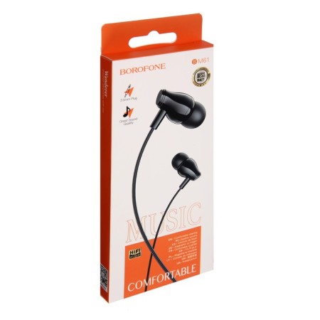 Headphones Borofone BM61 Wanderer, vacuum, microphone, jack 3.5 mm, cable 1.2 m, black-3