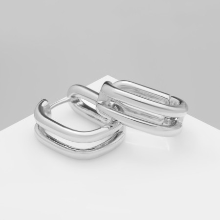 Earrings Metal "Chord" parallel, silver color