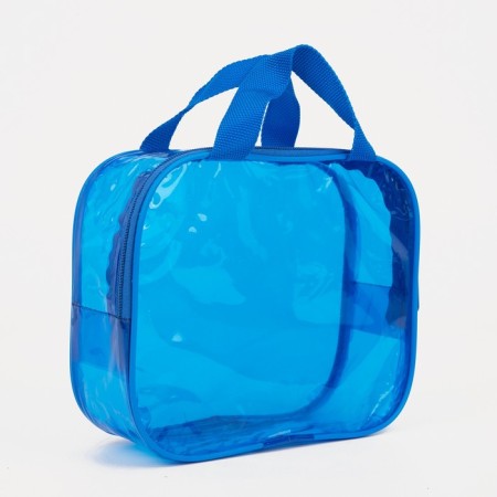Cosmetic bag with lightning, with handles, blue color